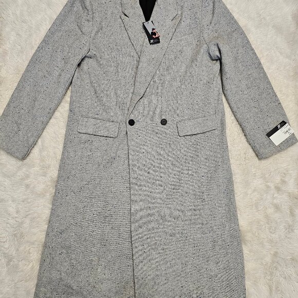 JF x Jason Bolden Unisex Gray Multi Wool Blend Oversize Long Coat Size M - Picture 2 of 10